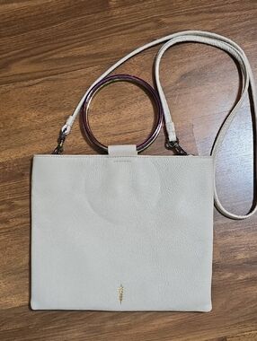 Thacker Le Pouch Leather Crossbody Bag - Off-white Iridescent Handles